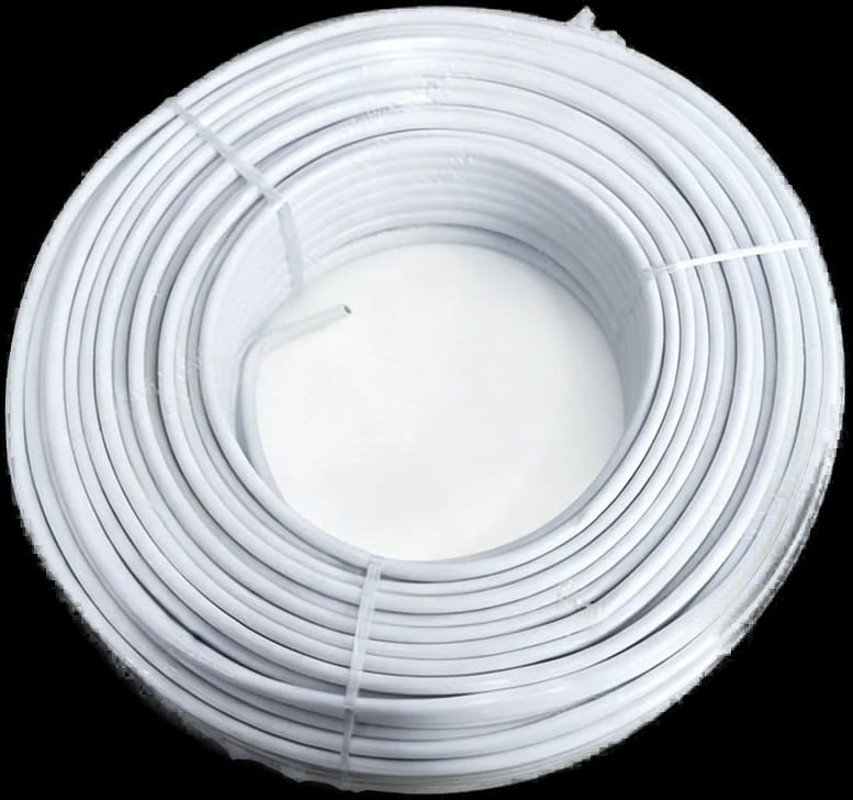 Coil of white round-sheathed flexible cable