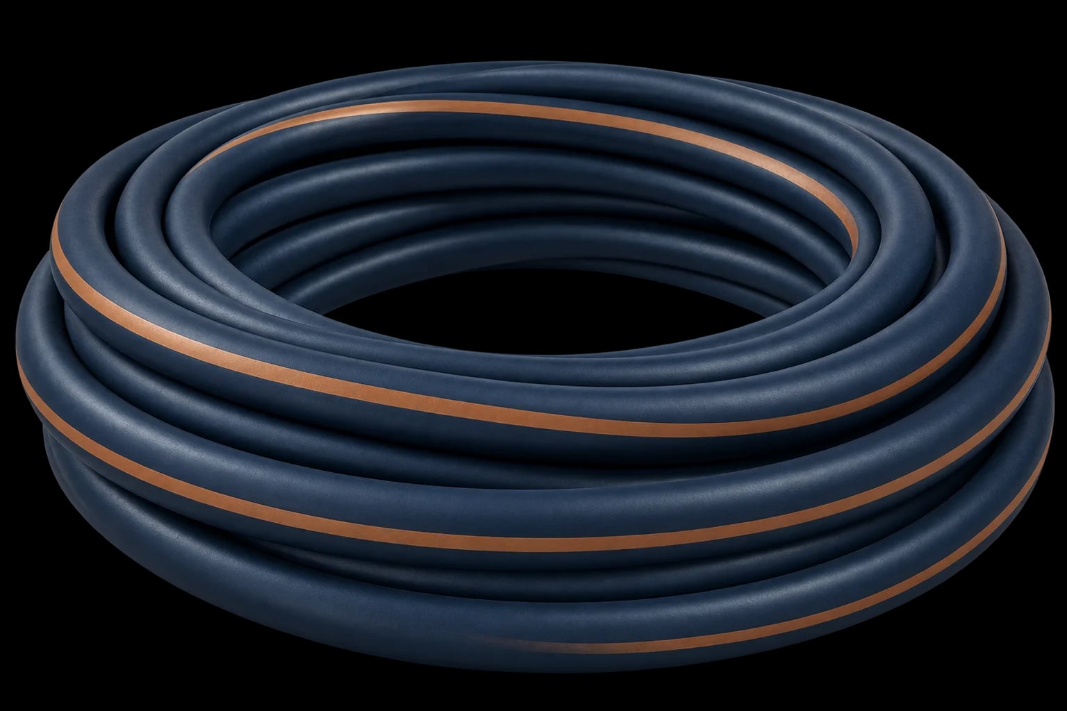 A coiled length of cable resting on the page