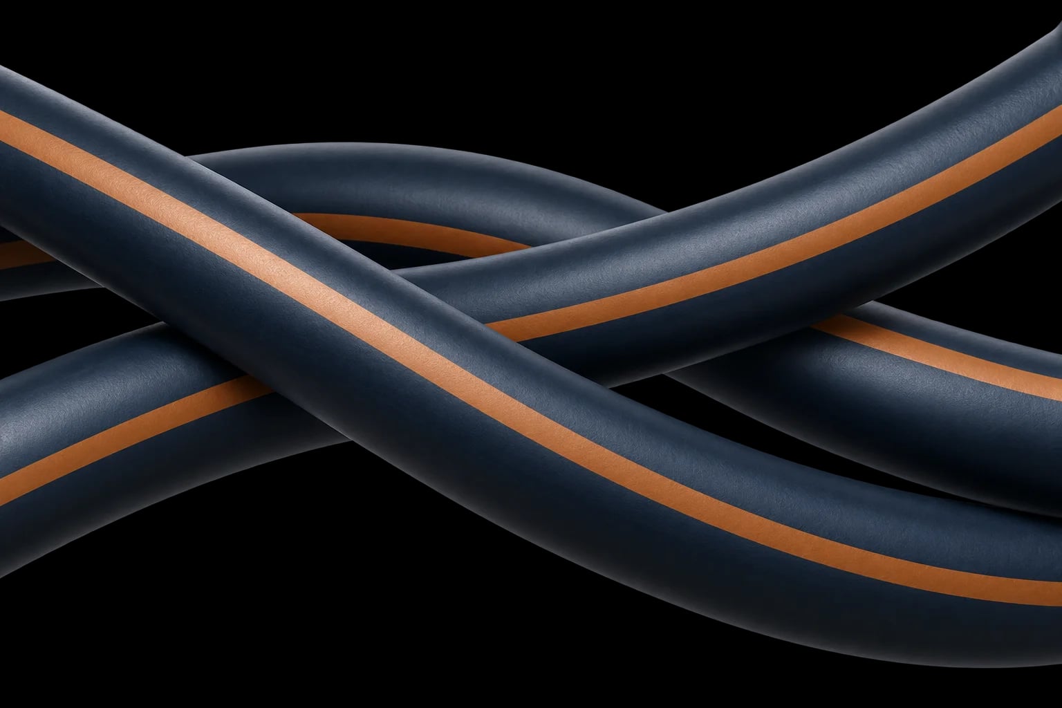 Several lengths of cable crossing over one another
